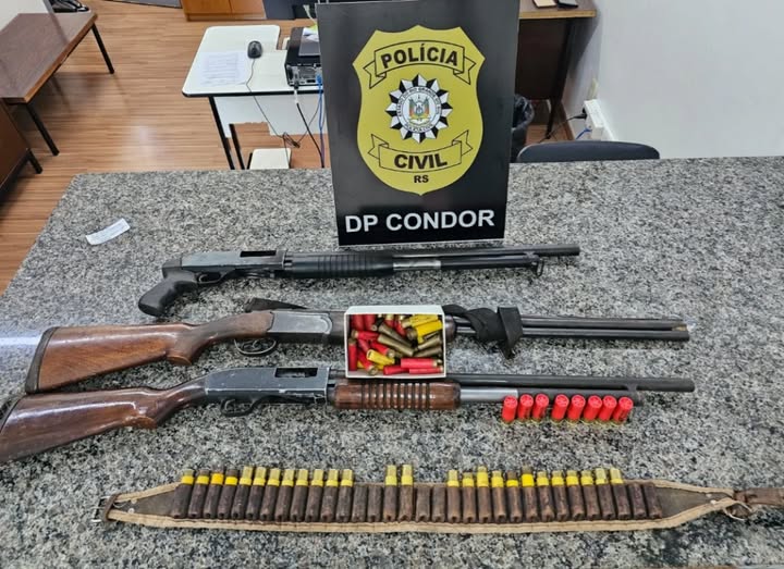 Polícia Civil apreende três espingardas e munições em operação contra posse ilegal de armas em Condor