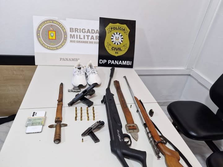 Polícia prende dois suspeitos em Panambi por roubo violento em boate e apreende quatro armas de fogo