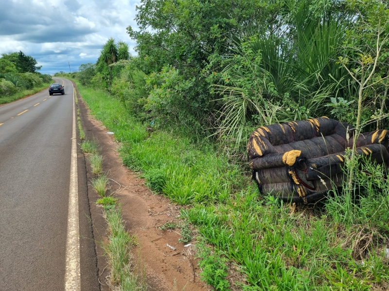 Descarte irregular de lixo e presença de cavalos e vacas soltos agravam situação na estrada de acesso à Unicruz, em Cruz Alta