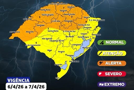 RS tem previsão de ciclone extratropical com ventos de até 90 km/h, temporais e queda de temperatura