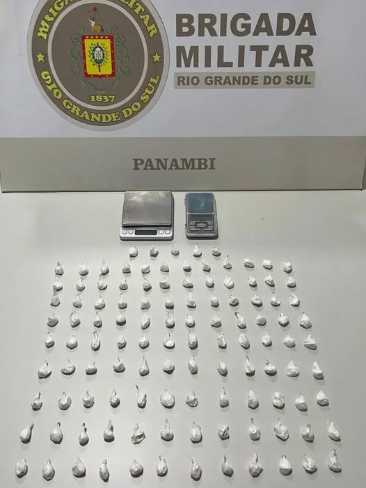 Brigada Militar prende dois homens e apreende 101 gramas de cocaína durante ação em Panambi