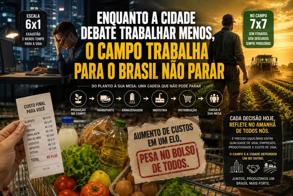 Enquanto a cidade debate trabalhar menos, o campo trabalha para o Brasil não parar