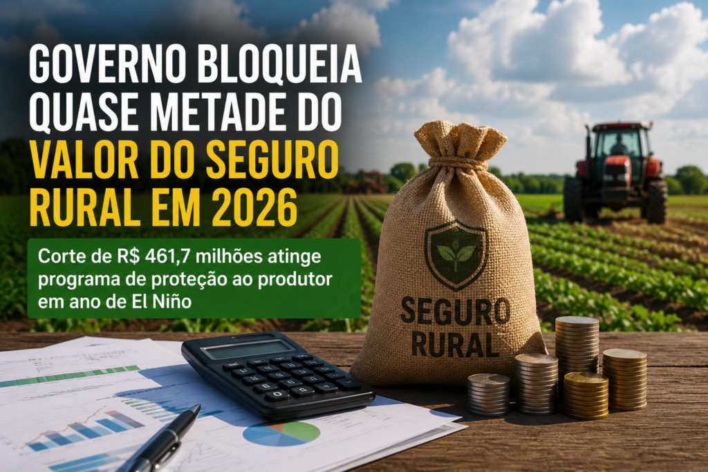 Governo bloqueia R$ 461,7 milhões do seguro rural e reduz recursos para proteção ao agronegócio em 2026