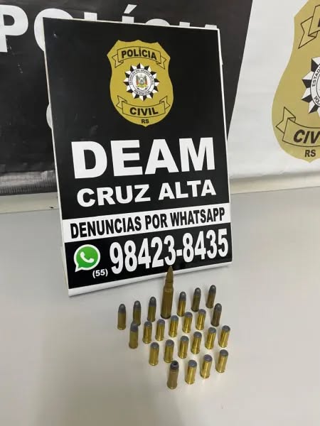 Polícia Civil apreende 24 munições durante cumprimento de mandado em investigação de violência doméstica em Cruz Alta