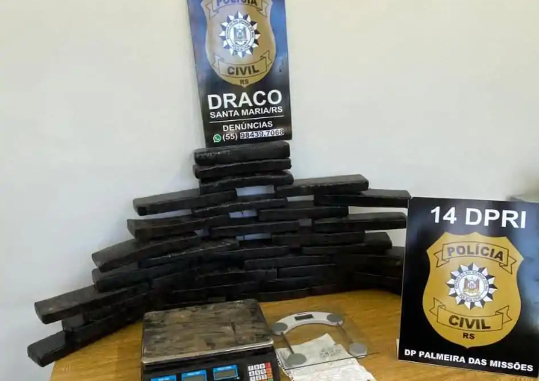 Homem é preso com mais de 30 quilos de maconha em operação da Polícia Civil em Palmeira das Missões