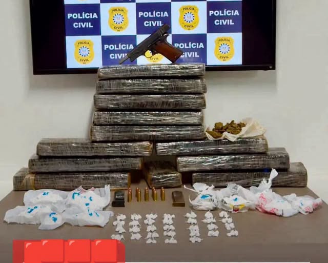 Operação da DRACO apreende quase 15 quilos de drogas, pistola calibre .45 e prende suspeito em Santa Rosa