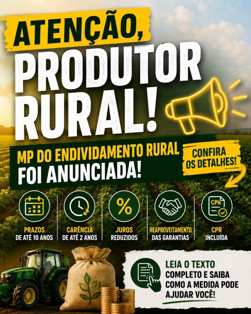 MP do Endividamento Rural traz esperança ao campo: Governo anuncia as principais regras da renegociação das dívidas agrícolas