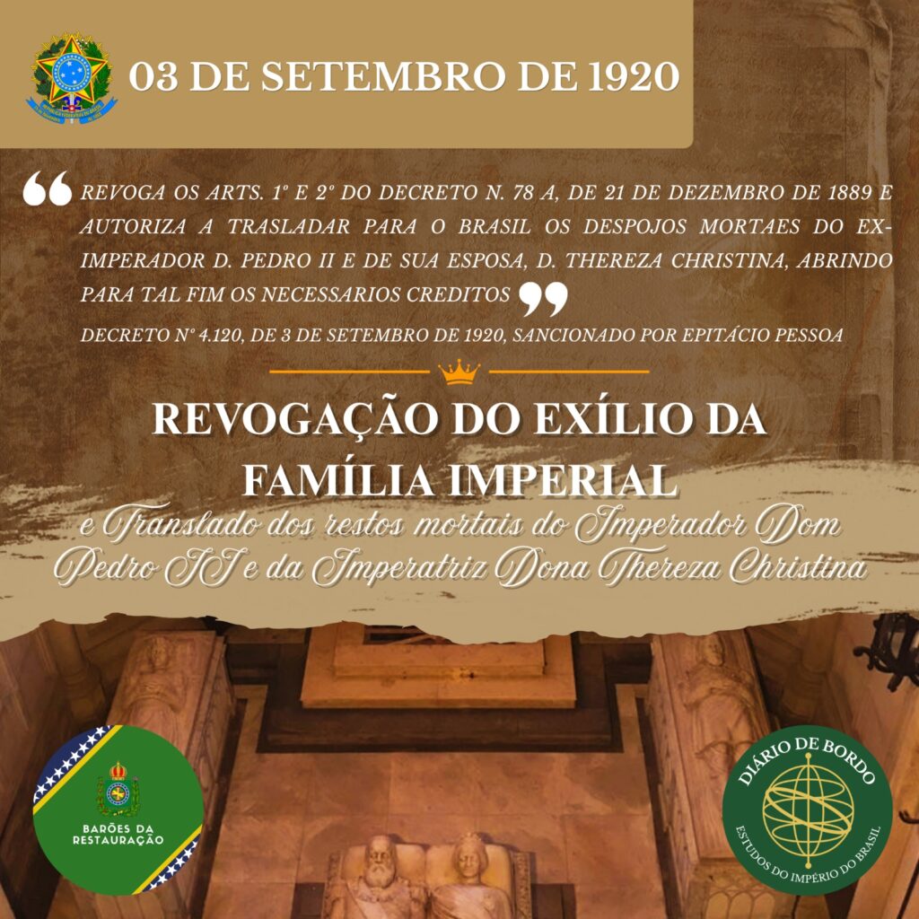 3 DE SETEMBRO DE 1920 — O FIM DO BANIMENTO DA FAMÍLIA IMPERIAL