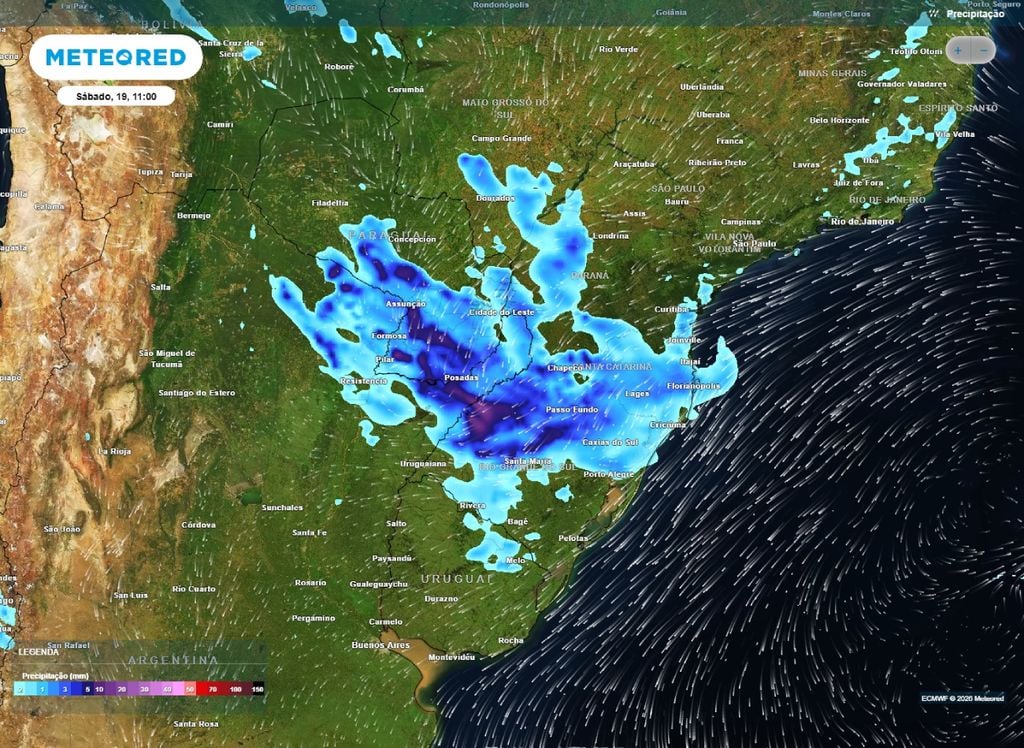 Ciclogênese muda o tempo no Sul e pode provocar chuva intensa e acumulados acima de 100 mm